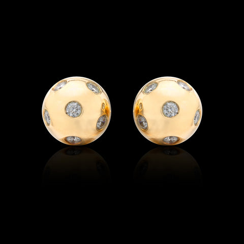 Diamond & 14k Gold Ball Earrings