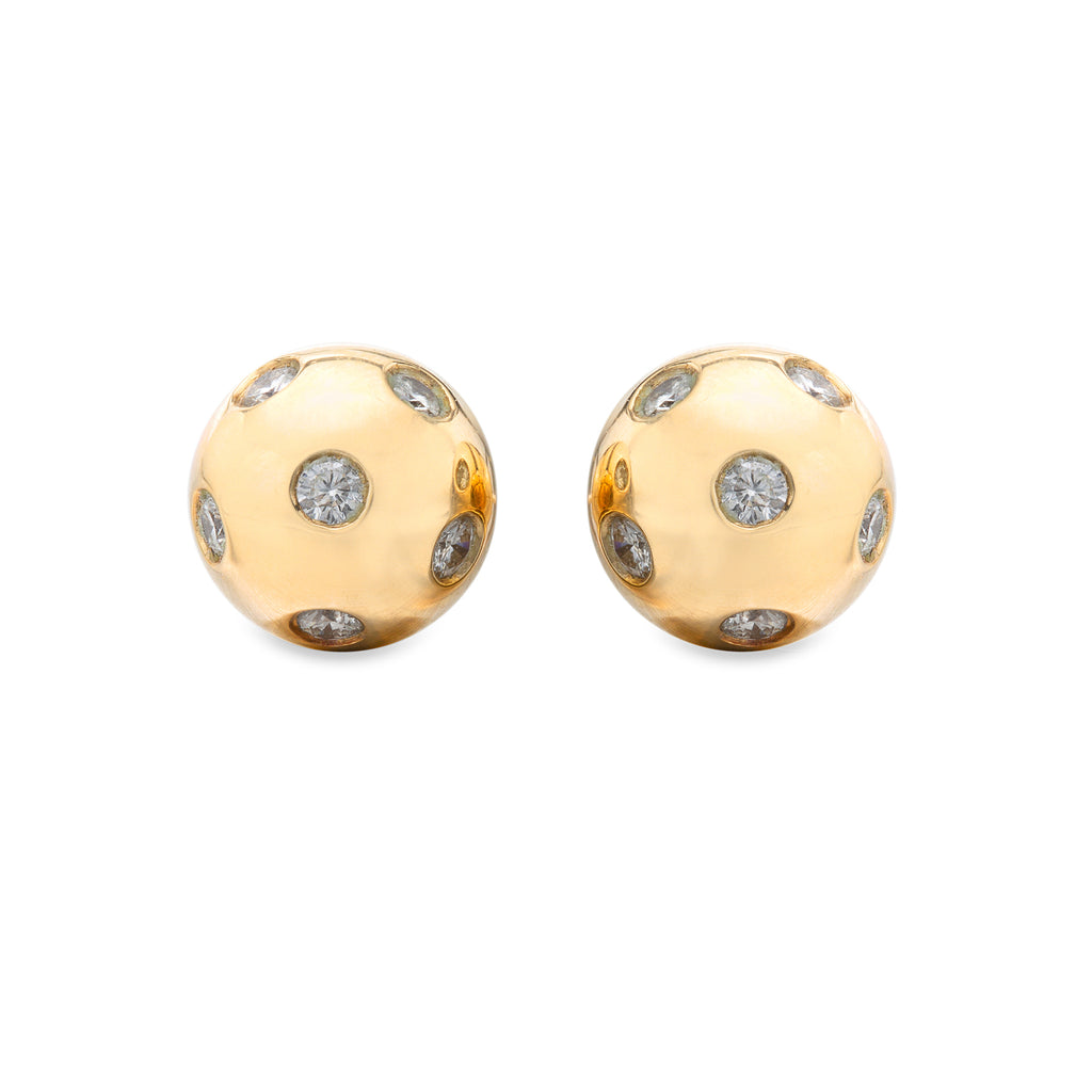 Diamond & 14k Gold Ball Earrings