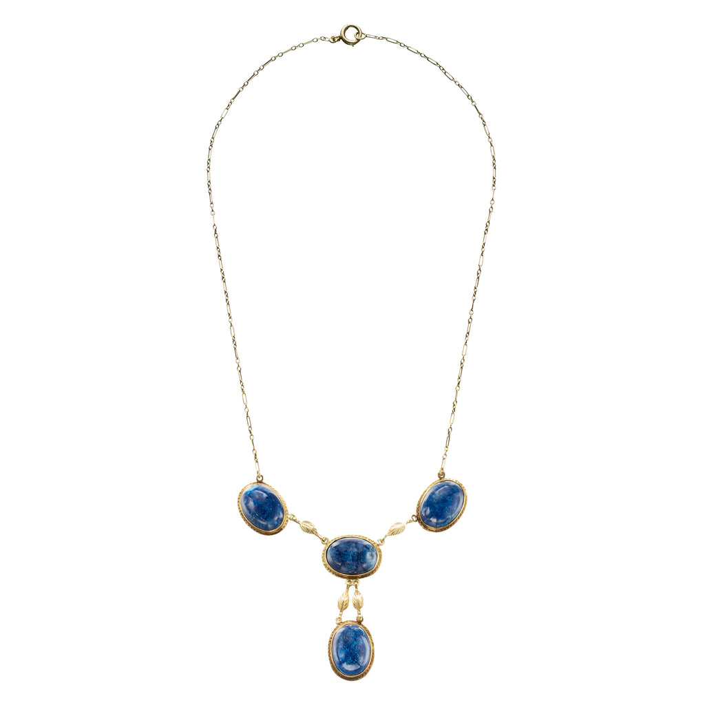 Antique Lapis Lazuli & 14k Gold Necklace