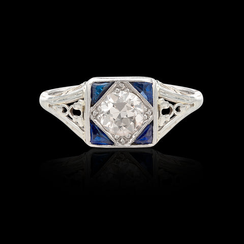 Vintage Diamond, Sapphire & Platinum Ring