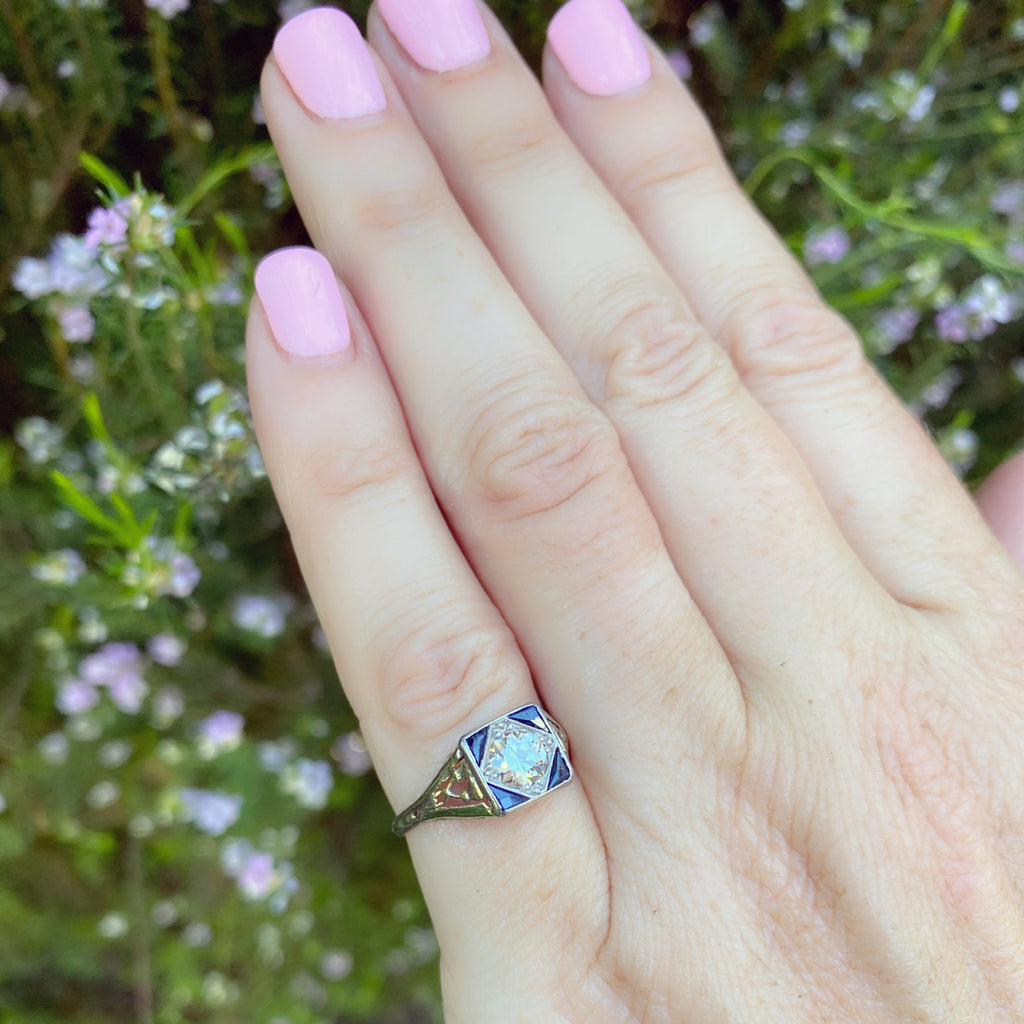 Vintage Diamond, Sapphire & Platinum Ring