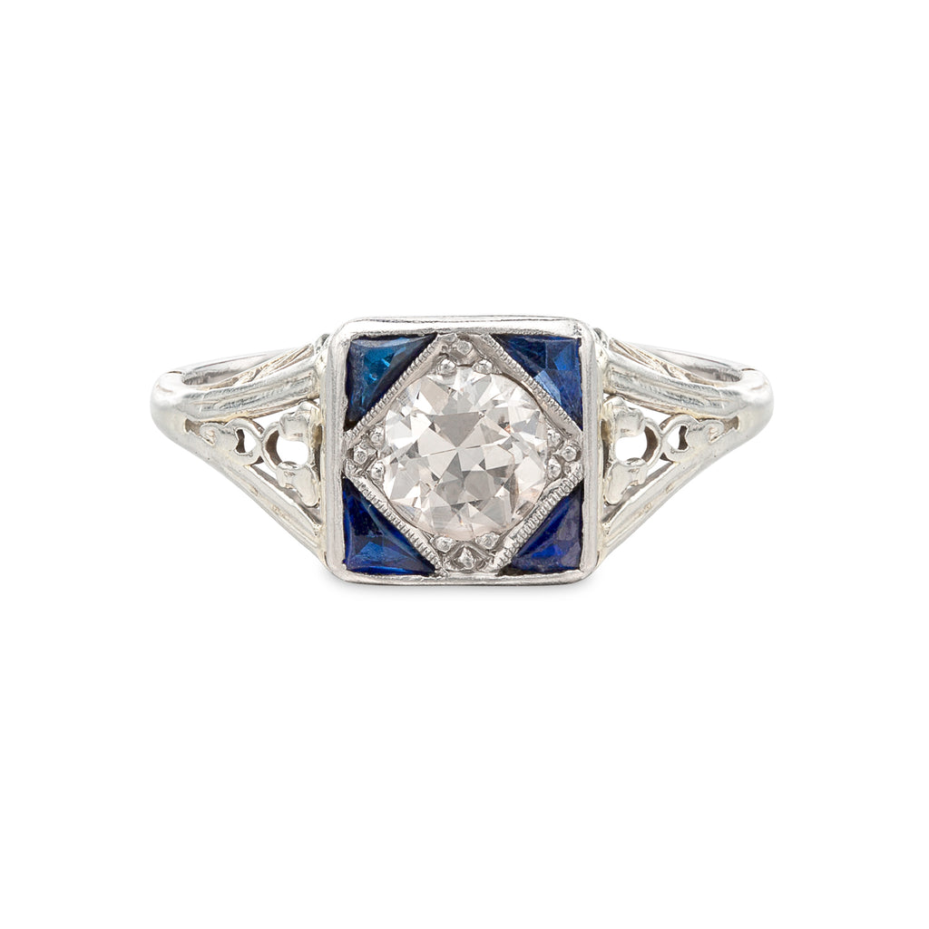 Vintage Diamond, Sapphire & Platinum Ring