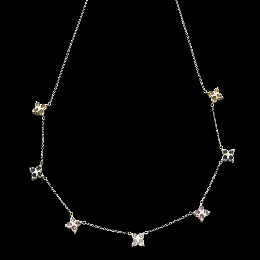Beautiful 18kt Floral Diamond & Sapphire Necklace