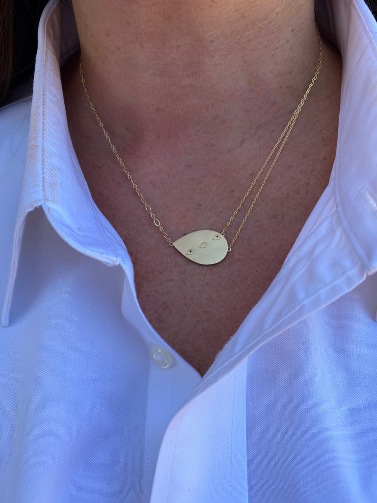 Custom 18kt White & Black Diamond Teardrop Pendant Necklace