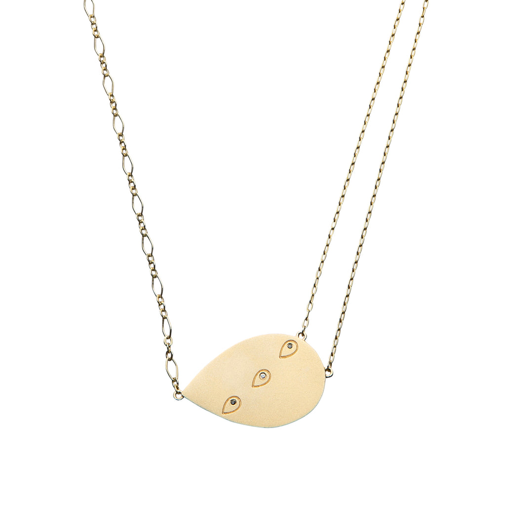 Custom 18kt White & Black Diamond Teardrop Pendant Necklace