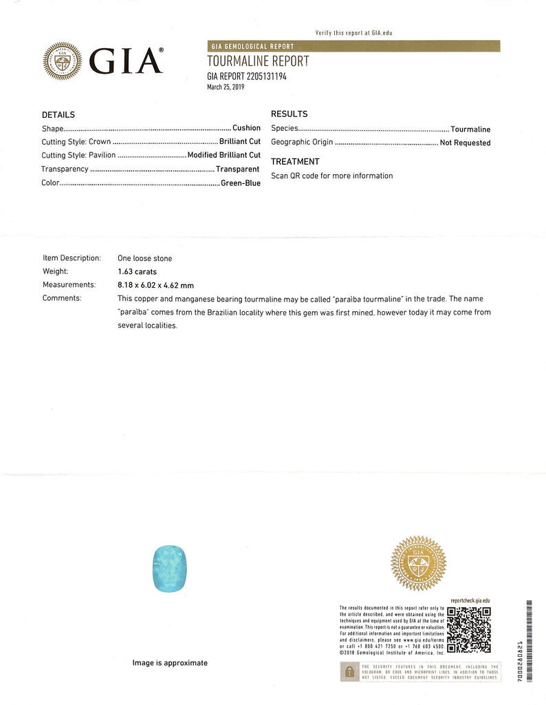 Platinum Deco Style GIA Paraiba Tourmaline Ring