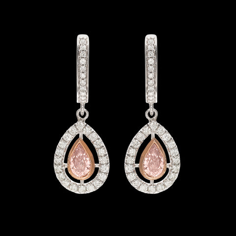 Extraordinary GIA Pink & White Diamond Drop Earrings