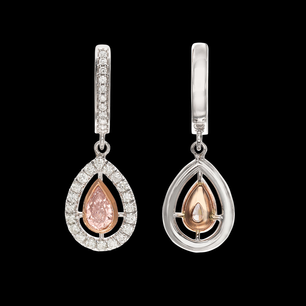 Extraordinary GIA Pink & White Diamond Drop Earrings