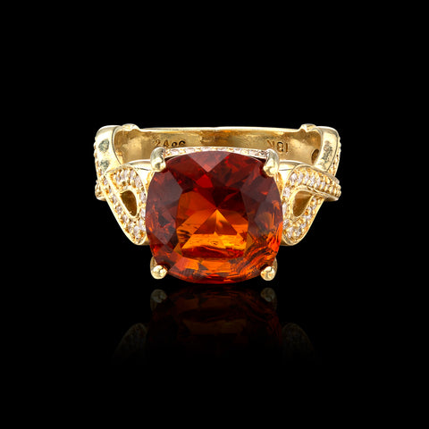 Citrine and Diamond Ring