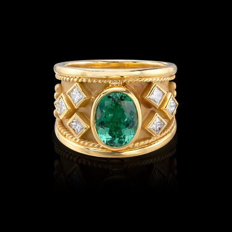 Tourmaline & Diamond 18k Gold Ring