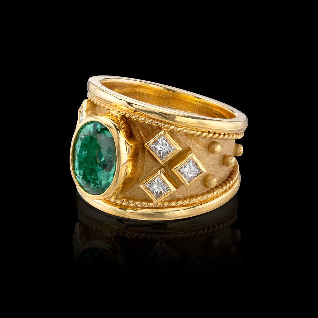 Tourmaline & Diamond 18k Gold Ring