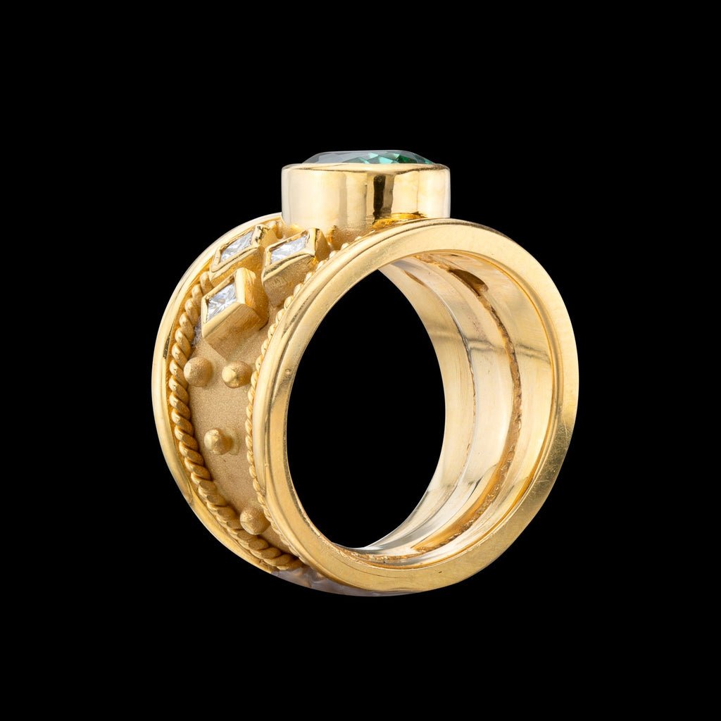 Tourmaline & Diamond 18k Gold Ring