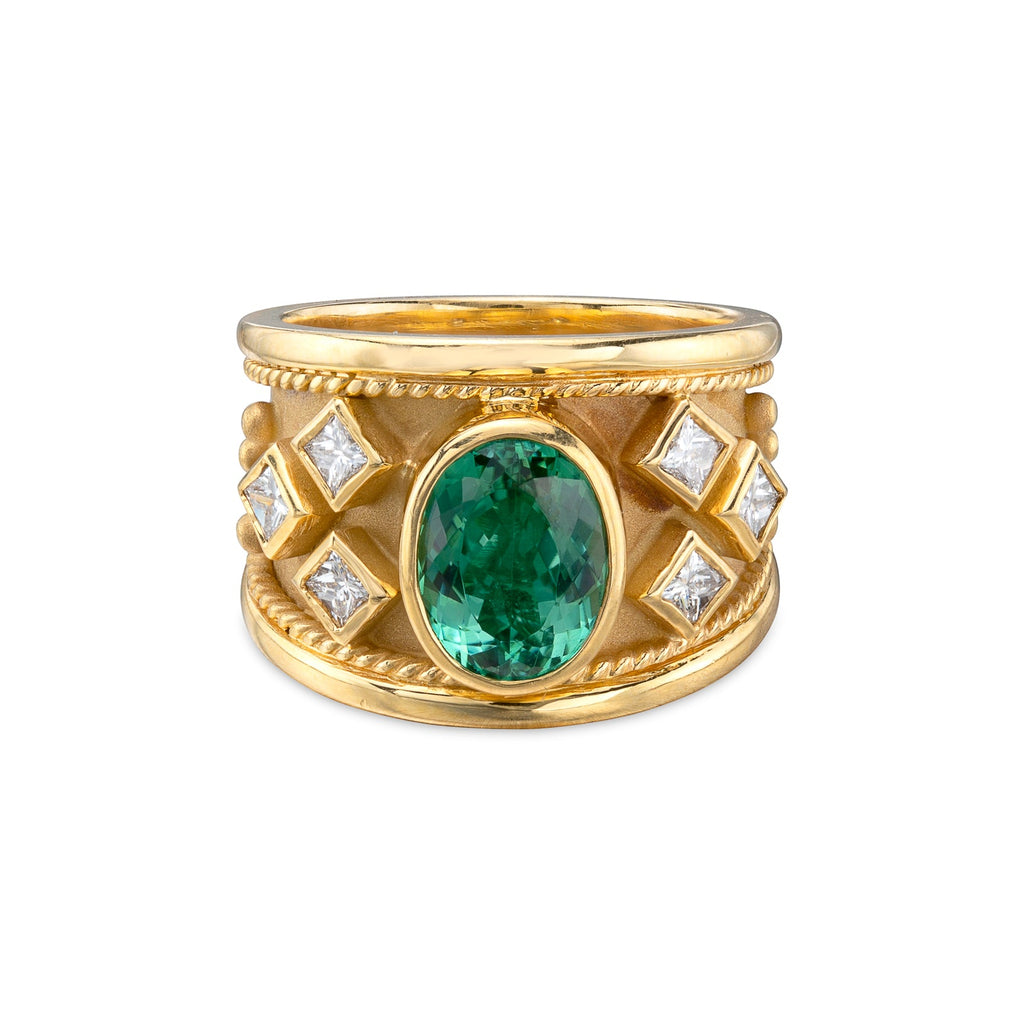 Tourmaline & Diamond 18k Gold Ring