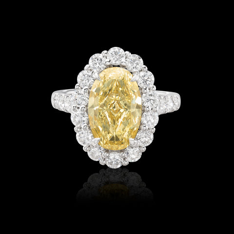 GIA Fancy Light Yellow 4.15-ct Oval Diamond Ring