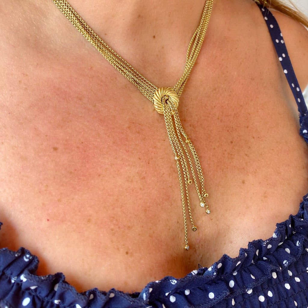 David Yurman Diamond Multi-Strand Tassel Necklace