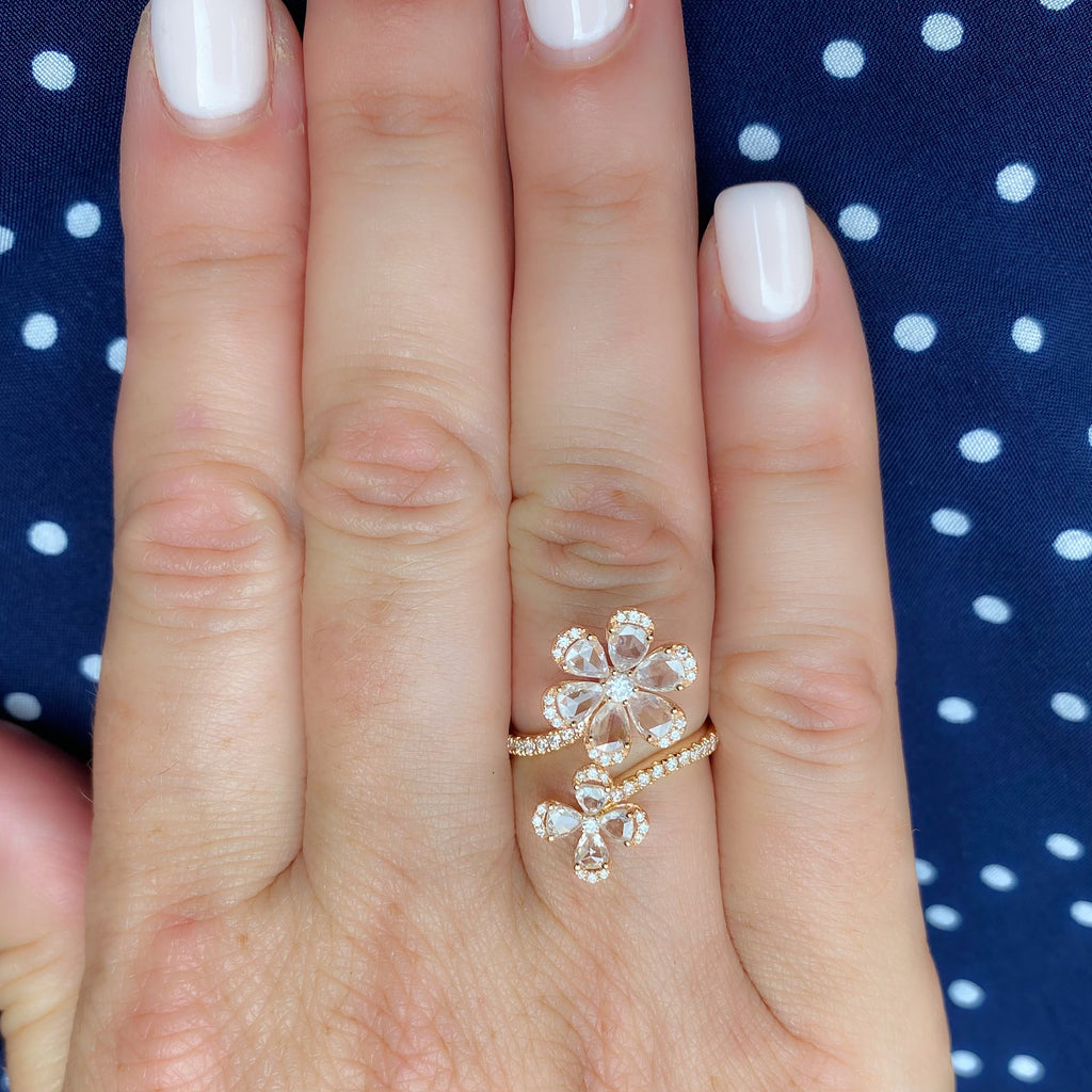 Diamond and Rose Gold Floral Ring