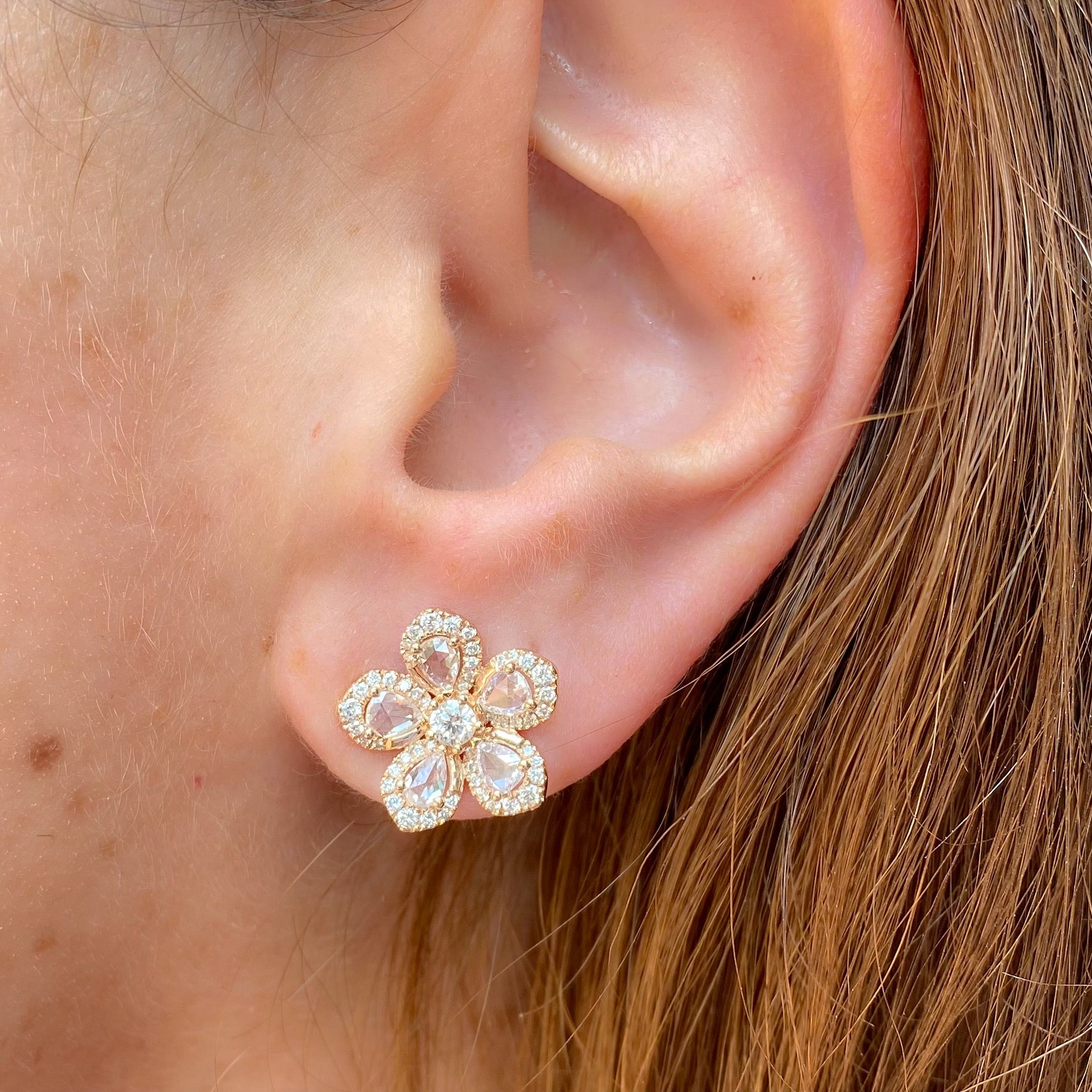 Diamond flower earrings Clearance