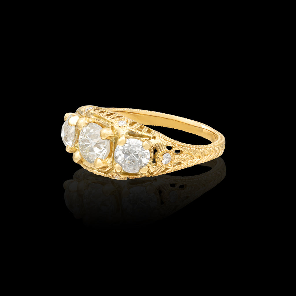 3-Stone Diamond & 18k Gold Ring