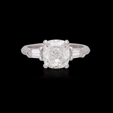 2.62ct GIA Cushion Cut Platinum Diamond Ring