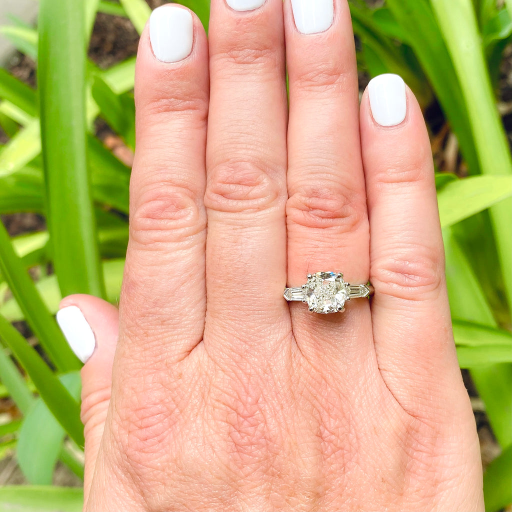 2.62ct GIA Cushion Cut Platinum Diamond Ring