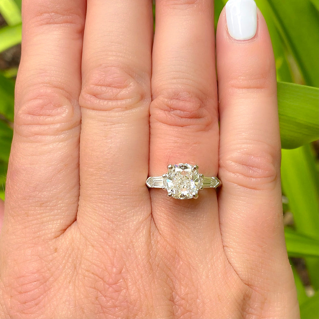 2.62ct GIA Cushion Cut Platinum Diamond Ring