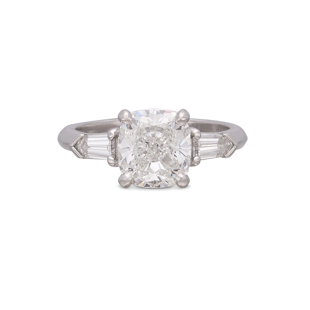 2.62ct GIA Cushion Cut Platinum Diamond Ring