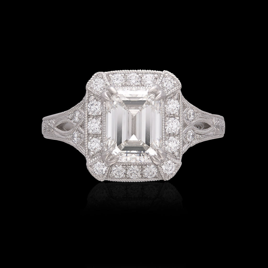 GIA 2.02ct Emerald Cut Diamond Platinum Ring