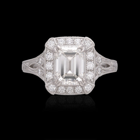 GIA 2.02ct Emerald Cut Diamond Platinum Ring