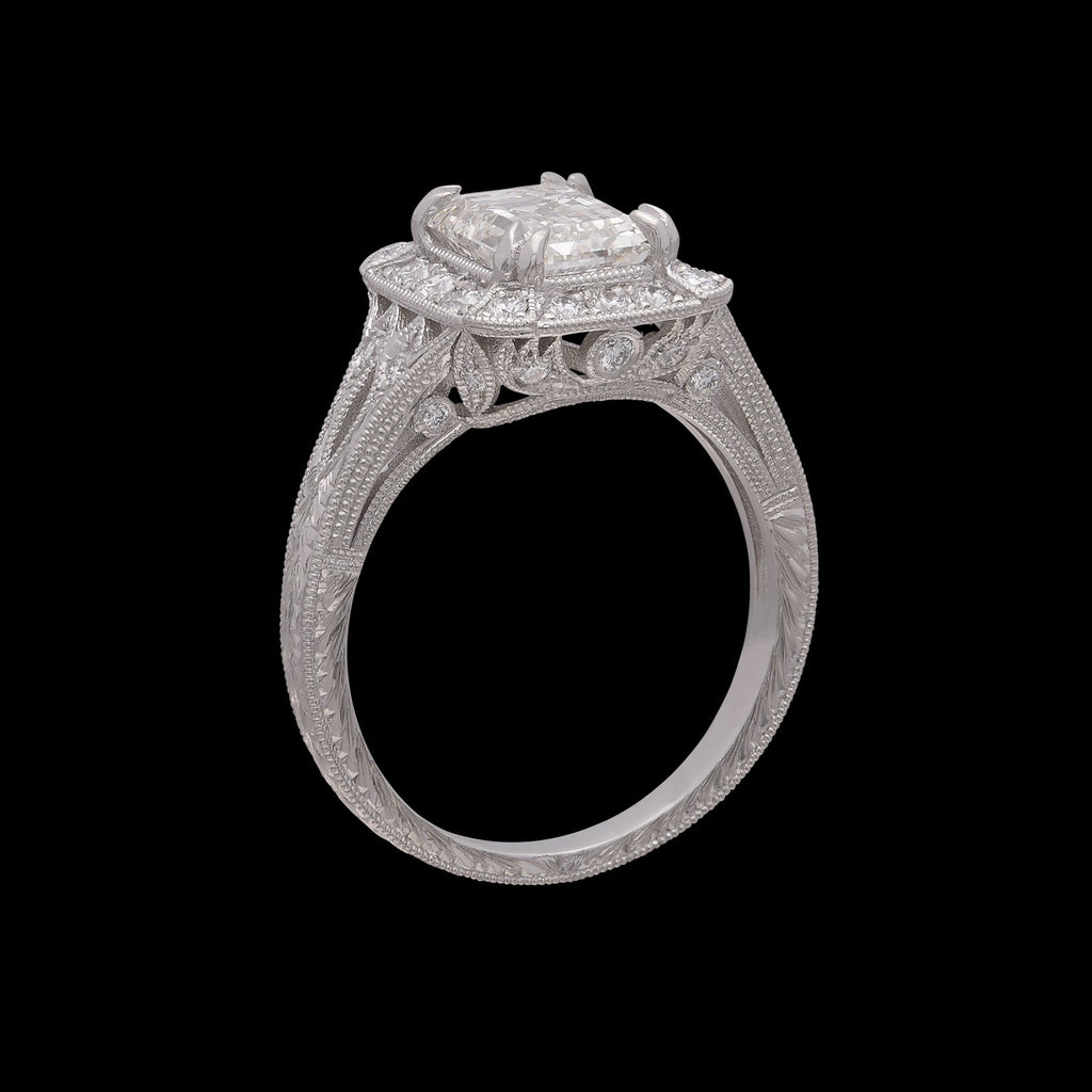 GIA 2.02ct Emerald Cut Diamond Platinum Ring