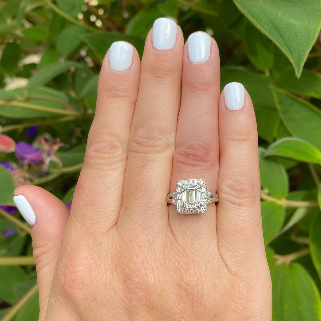 GIA 2.02ct Emerald Cut Diamond Platinum Ring