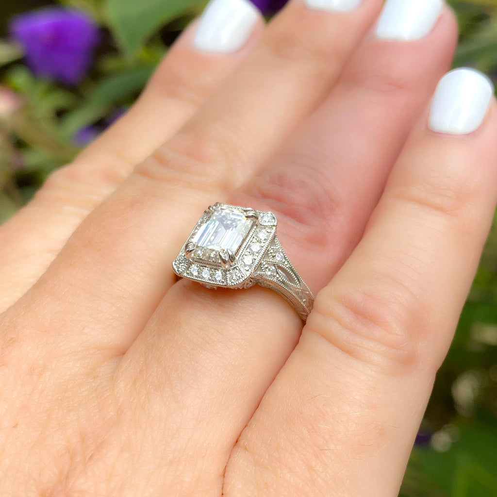 GIA 2.02ct Emerald Cut Diamond Platinum Ring