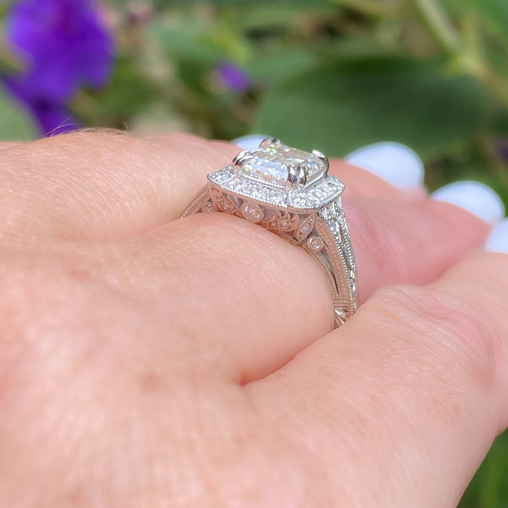 GIA 2.02ct Emerald Cut Diamond Platinum Ring