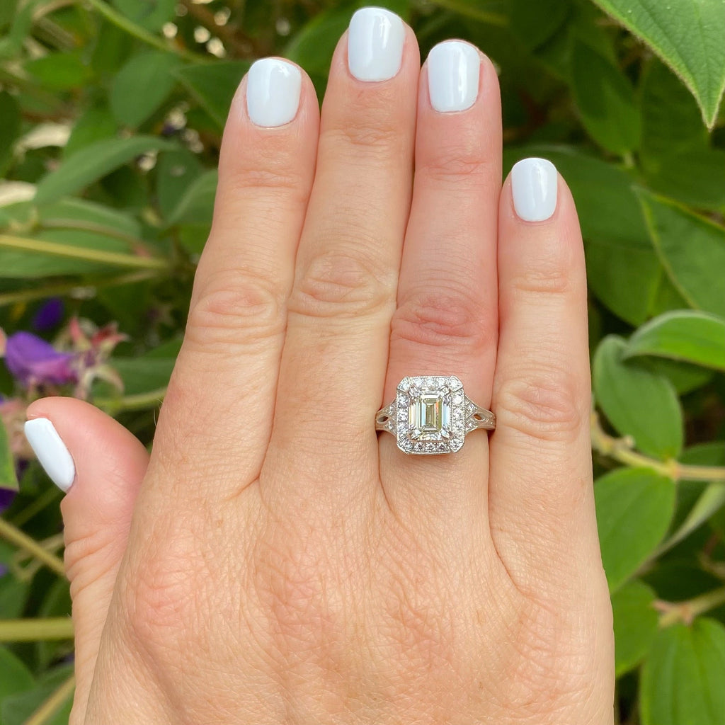 GIA 2.02ct Emerald Cut Diamond Platinum Ring