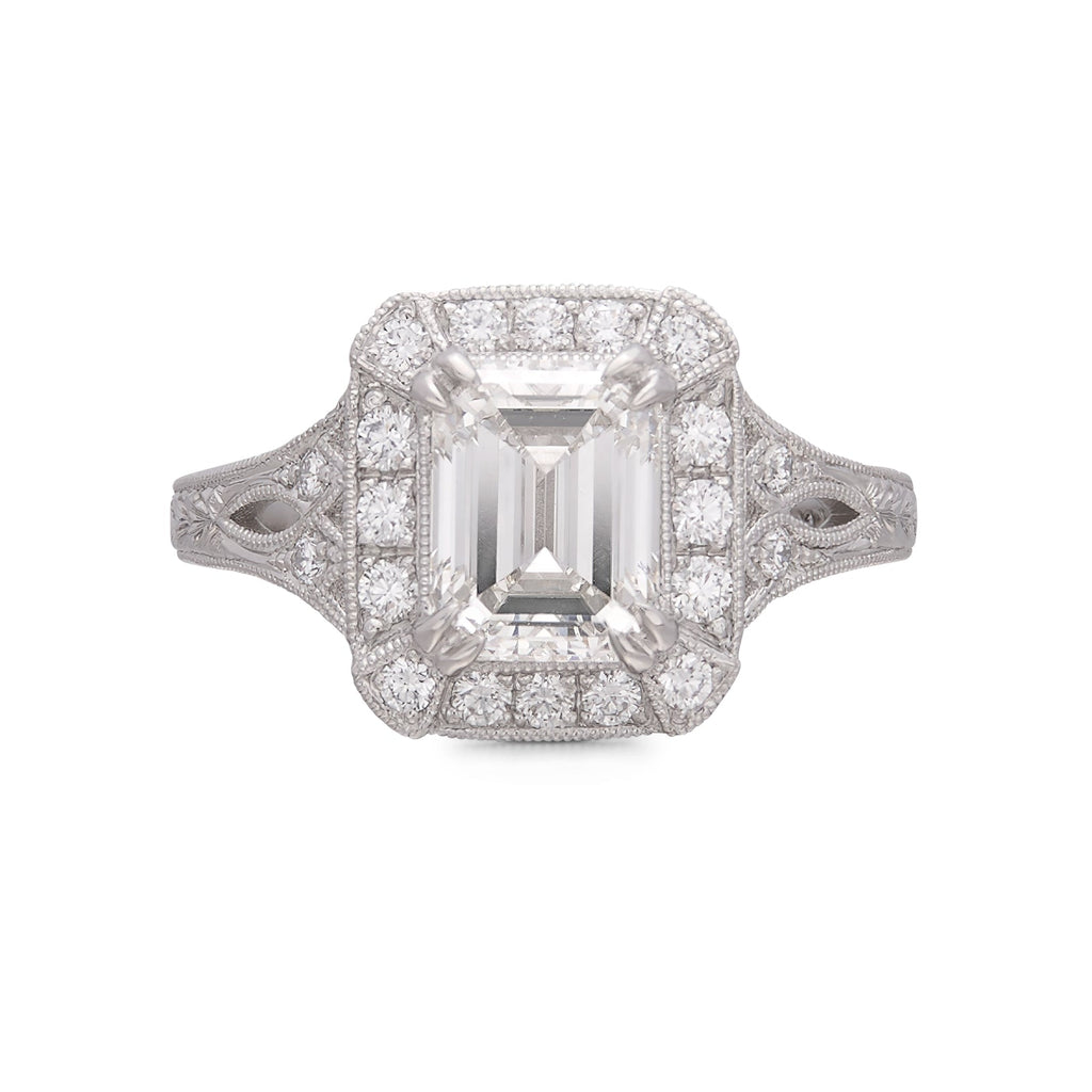GIA 2.02ct Emerald Cut Diamond Platinum Ring