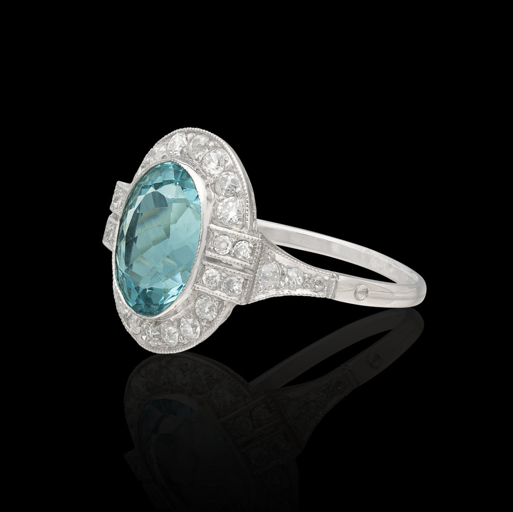 Estate Aquamarine & Diamond Ring