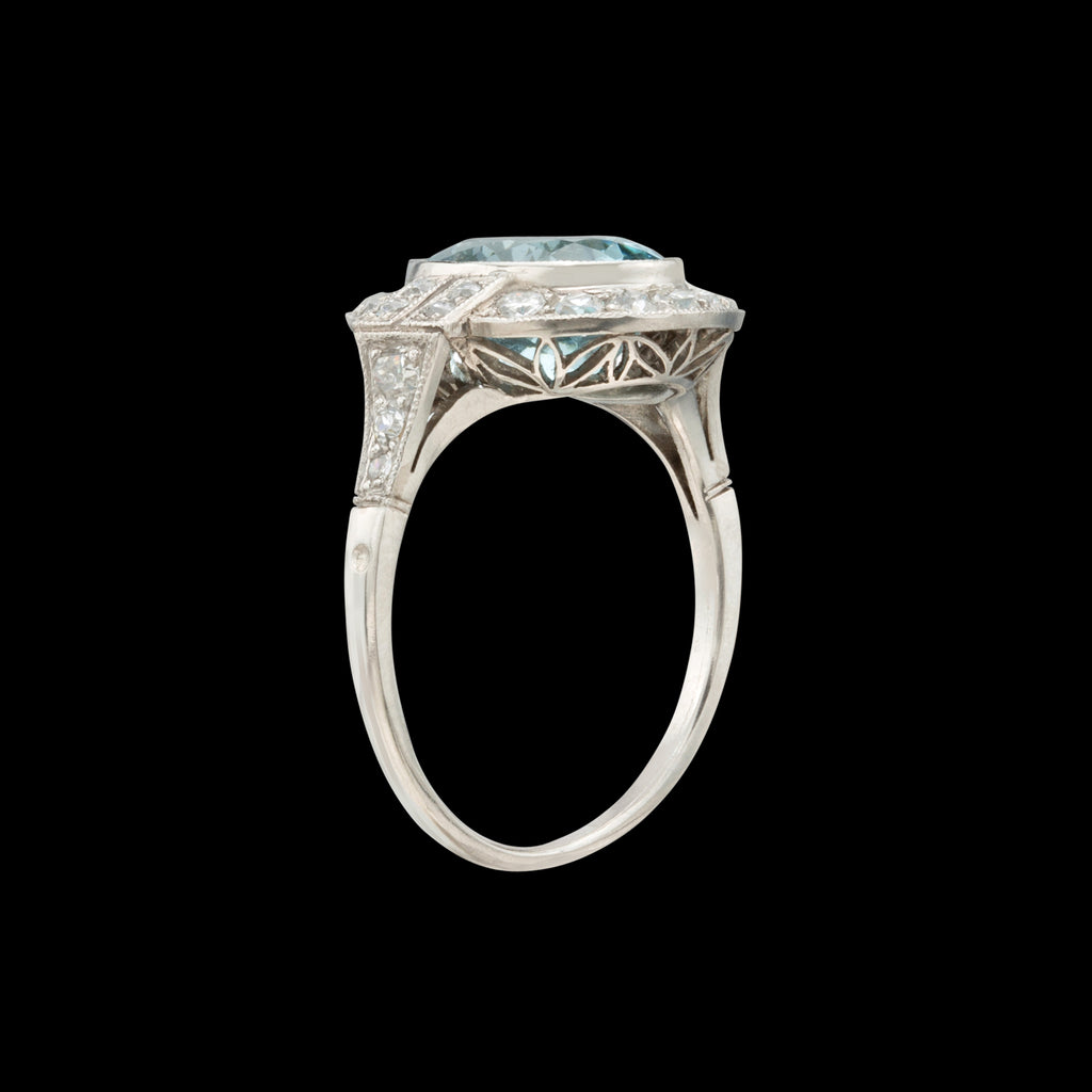 Estate Aquamarine & Diamond Ring
