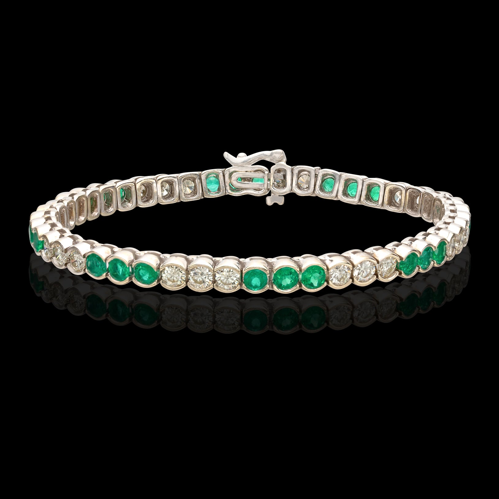 Vibrant Emerald & Diamond Line Bracelet - 66mint Fine Estate