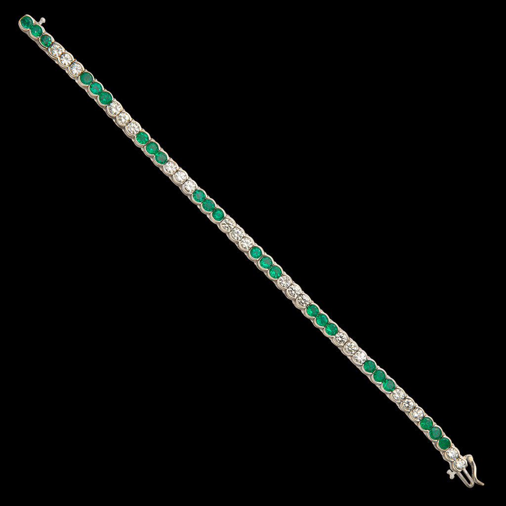 Vibrant Emerald & Diamond Line Bracelet