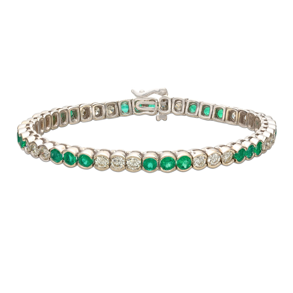 Vibrant Emerald & Diamond Line Bracelet