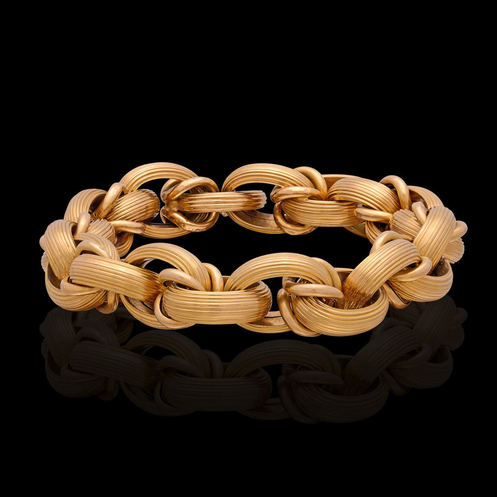 Italian 18k Gold Textured Link Bracelet