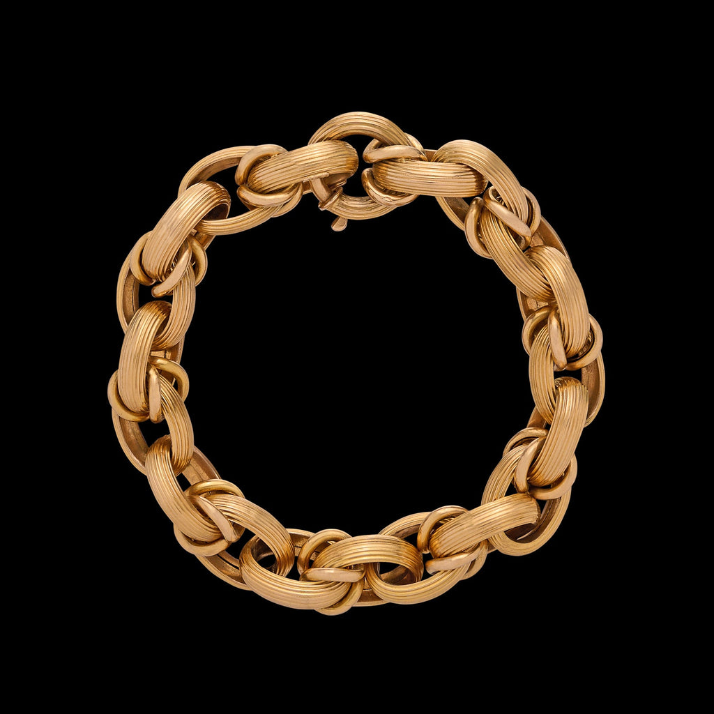 Italian 18k Gold Textured Link Bracelet