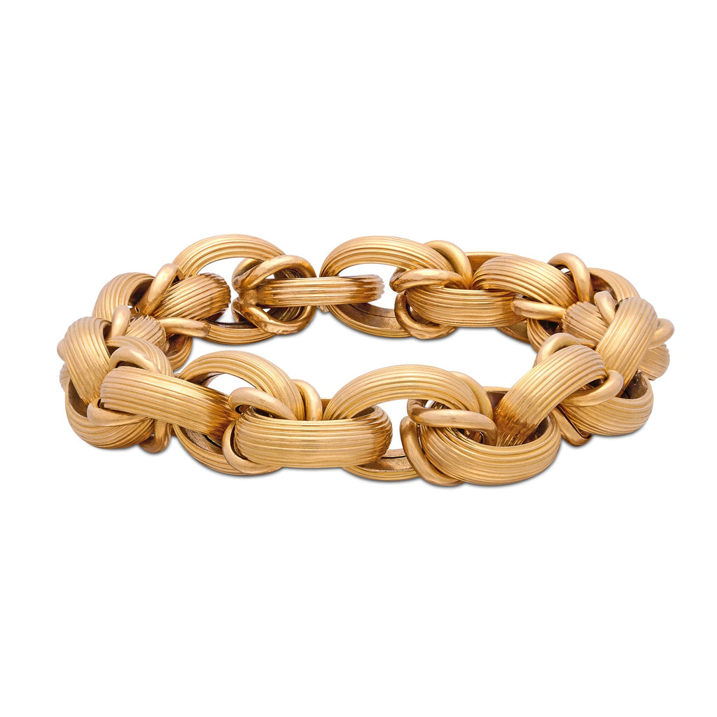Italian 18k Gold Textured Link Bracelet