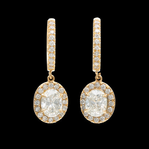 1.91-ct Oval Diamond Drop Earrings by Salavetti