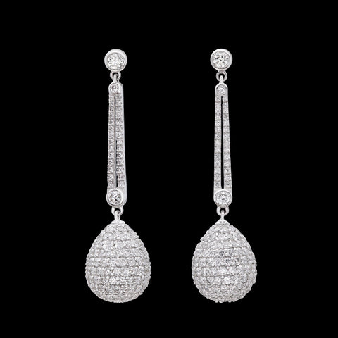 Salavetti Diamond & 18k White Gold Pendant Earrings
