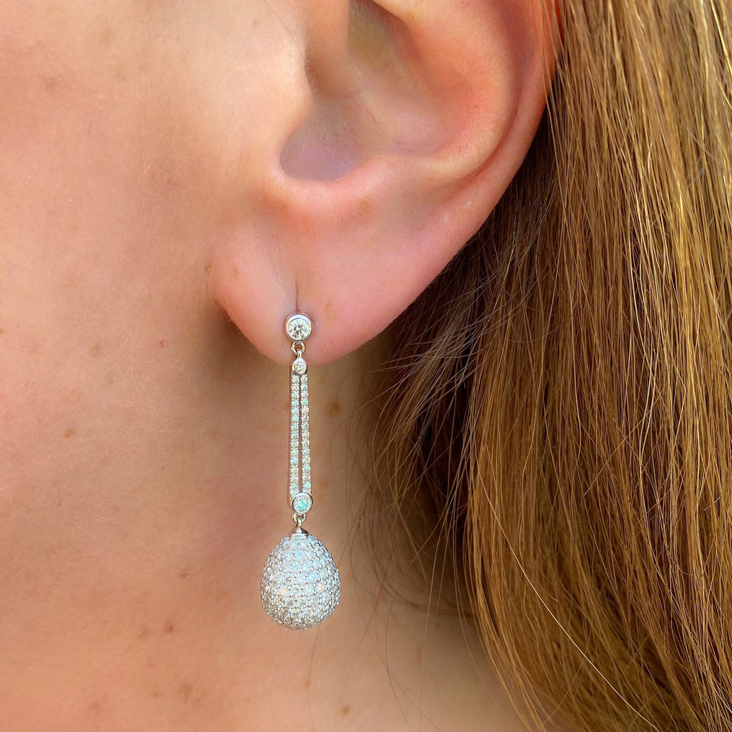 Salavetti Diamond & 18k White Gold Pendant Earrings