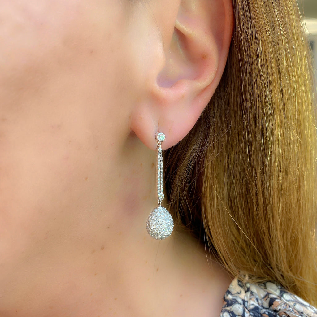 Salavetti Diamond & 18k White Gold Pendant Earrings