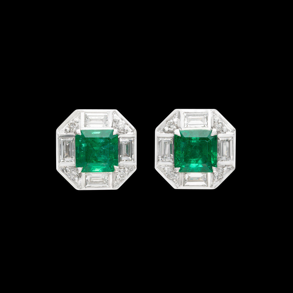 Emerald and Diamond Earrings by Salavetti