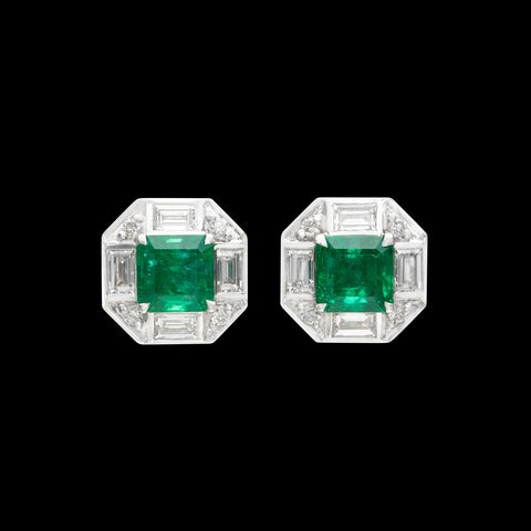 Emerald and Diamond Earrings by Salavetti