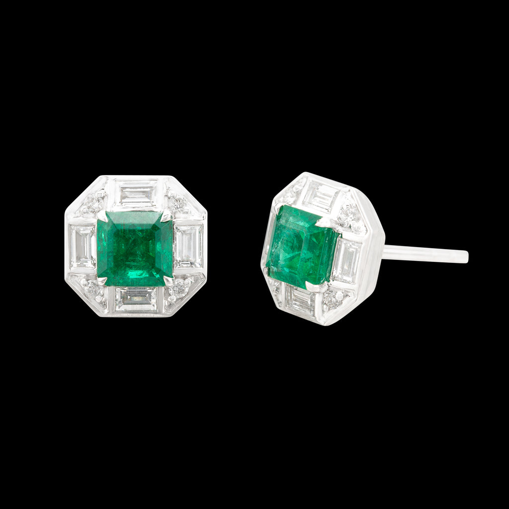 Emerald and Diamond Earrings by Salavetti