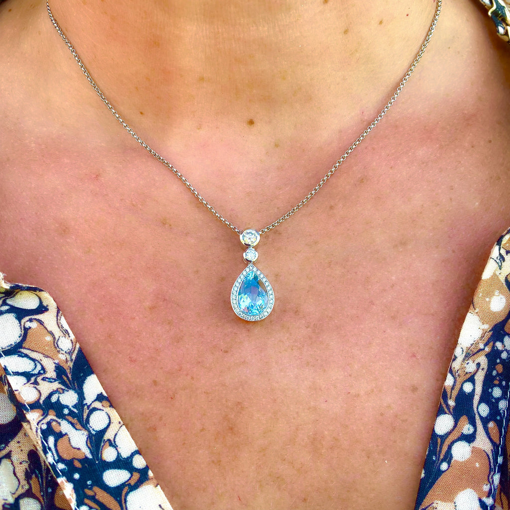 Hans D. Krieger Aquamarine & Diamond Necklace